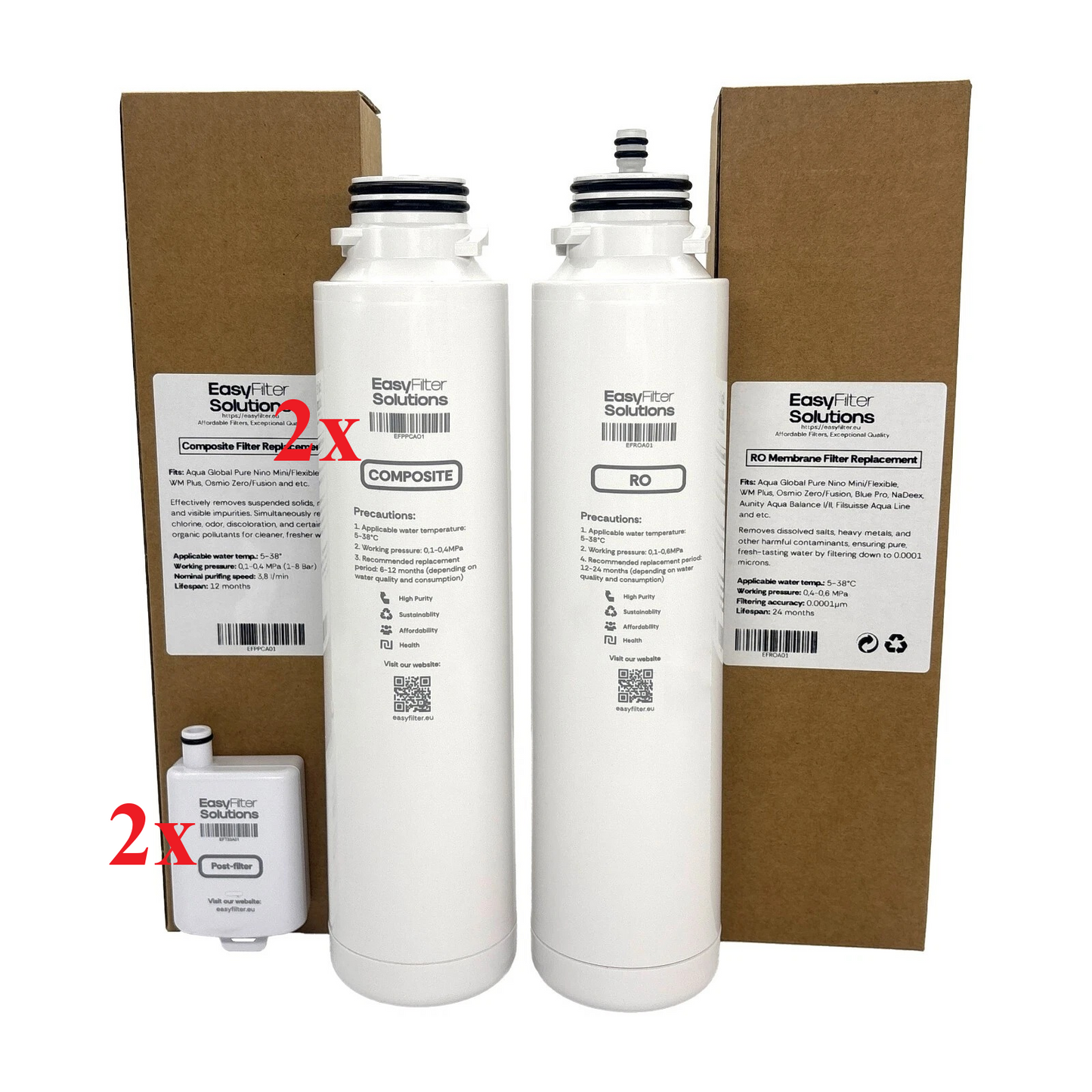 EasyFilter Original 2x Composite + RO + 2x Hygienenachfilter für aqua-global wasserbar
