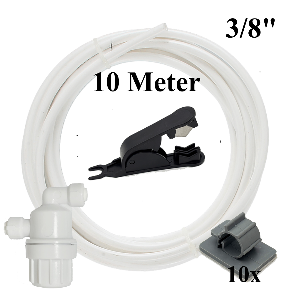 3/8" 10m Schlauch weiß+ Schneider+ Vorfilter+ 10 Klemmen Set für Umkehrosmose