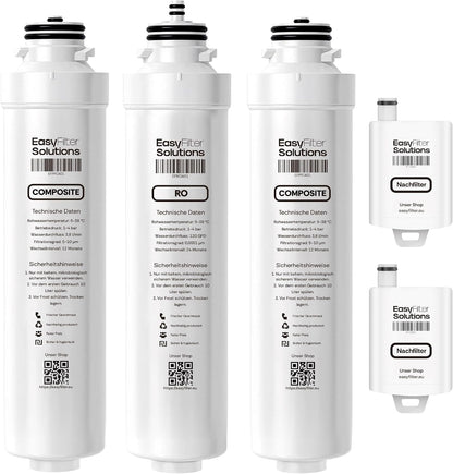 EasyFilter Filtersatz 2x Composite + RO + 2x Hygienenachfilter für Aqua-Global Mini Touch/Flexible Touch (Alle Modelljahre)