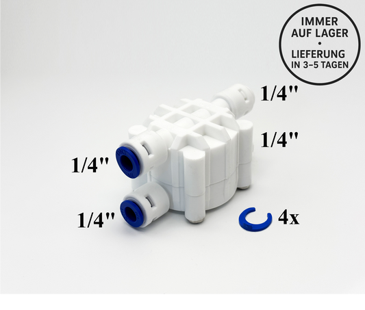 4 Wege 1/4" Port Auto Abschaltventil für Umkehrosmose Quick&Easy, Kleinmengen