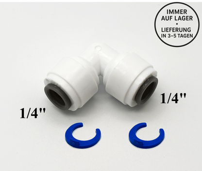 L - Steckverbinder Schlauchverbinder 1/4" - 1/4" für Umkehrosmose Quick&Easy, Kleinmengen