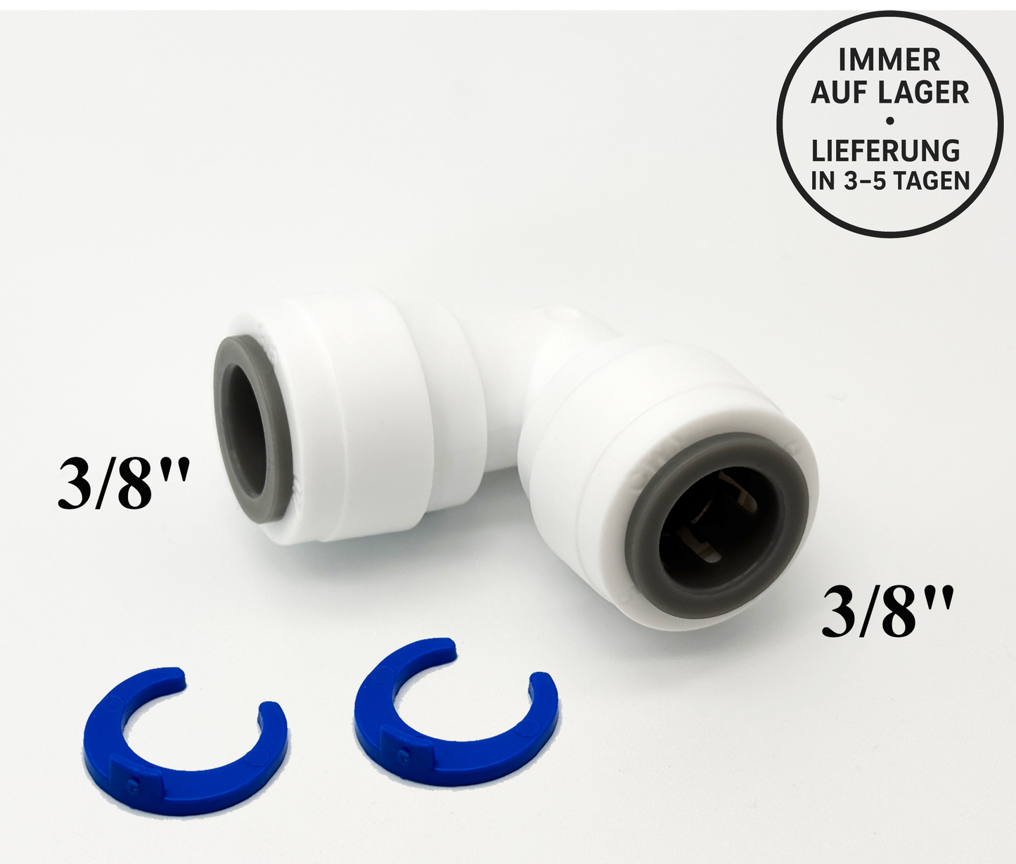 L - Steckverbinder Schlauchverbinder 3/8" - 3/8" für Umkehrosmose Quick&Easy, Kleinmengen