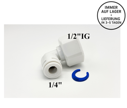 L - Steckverbinder 1/4" x 1/2" IG für Umkehrosmose Quick&Easy, Kleinmengen