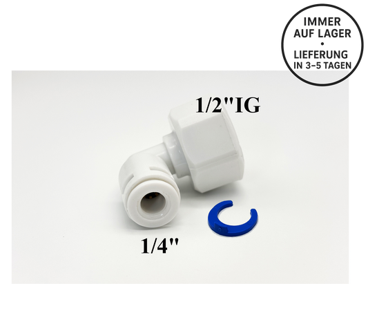 L - Steckverbinder 1/4" x 1/2" IG für Umkehrosmose Quick&Easy, Kleinmengen