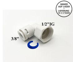 L - Steckverbinder 3/8" x 1/2" IG für Umkehrosmose Quick&Easy, Kleinmengen