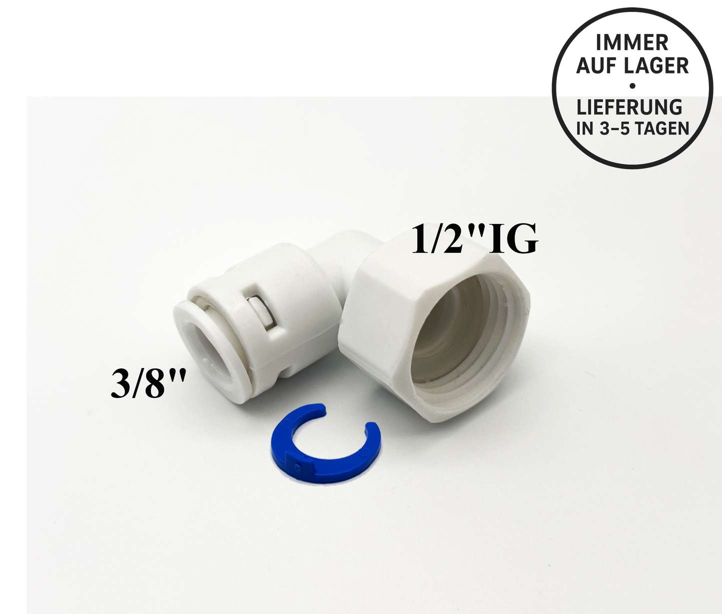 L - Steckverbinder 3/8" x 1/2" IG für Umkehrosmose Quick&Easy, Kleinmengen