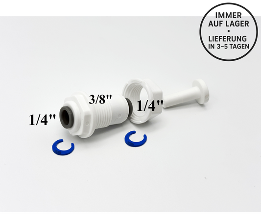 Steckverbinder Durchführung 1/4" - 1/4" für Umkehrosmose Quick&Easy, Kleinmengen