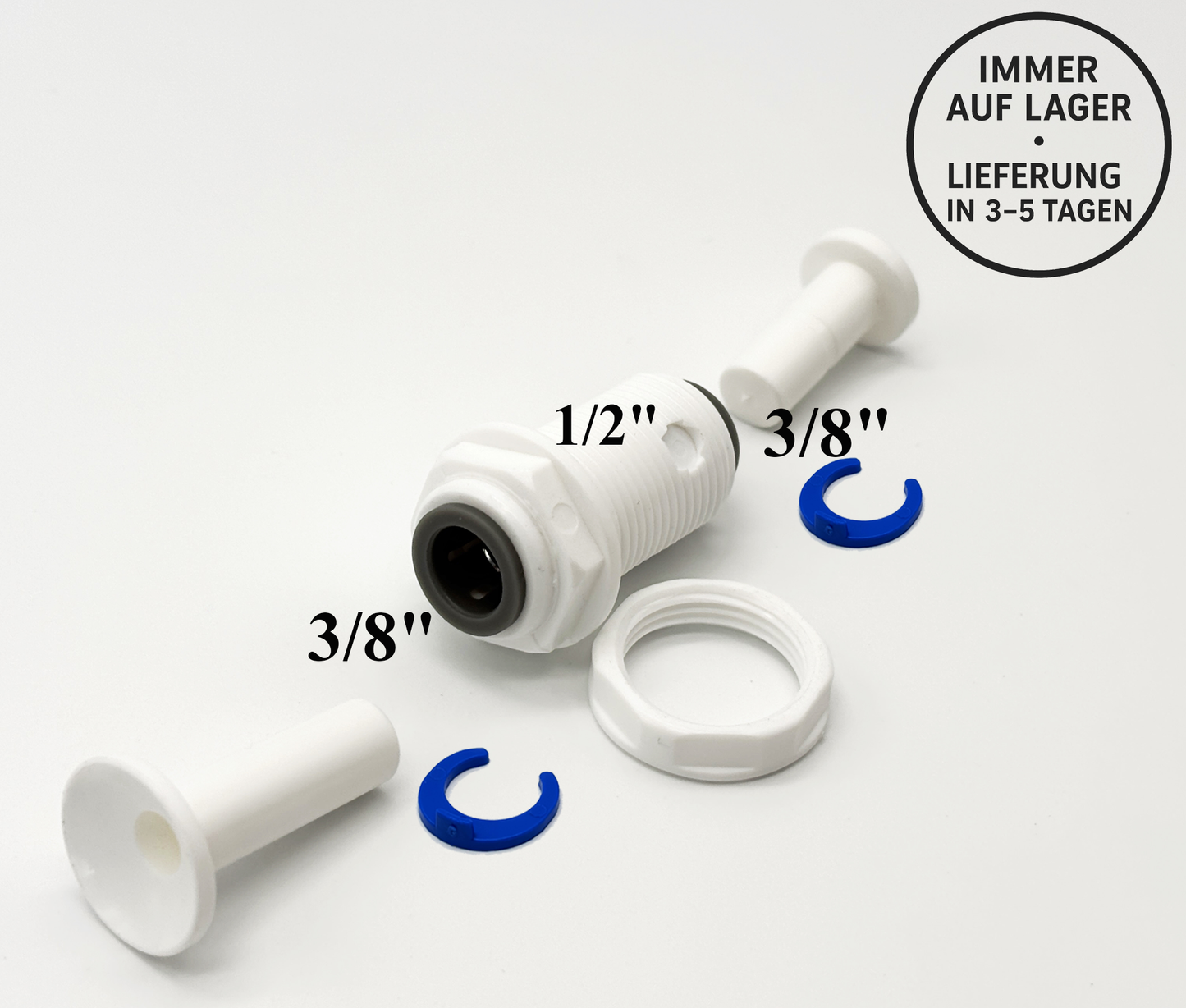 Steckverbinder Durchführung 3/8" - 3/8" für Umkehrosmose Quick&Easy, Kleinmengen