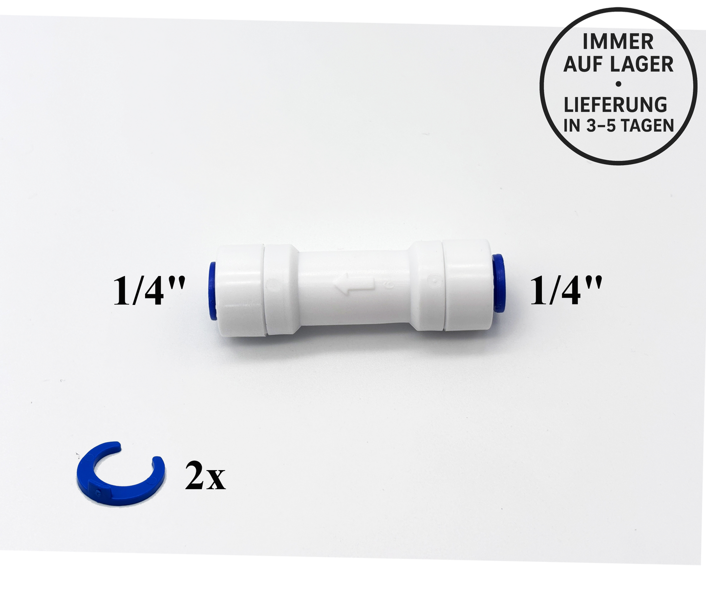 Steckverbinder mit Rückschlagvent 1/4"-1/4" für Umkehrosmose Quick&Easy, Kleinmengen