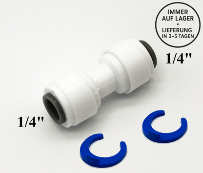 Steckverbinder 1/4" - 1/4" Fitting Adapter Schlauchverbinder für Umkehrosmose, Kleinmengen