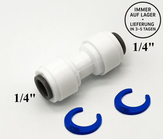 Steckverbinder 1/4" - 1/4" Fitting Adapter Schlauchverbinder für Umkehrosmose, Kleinmengen