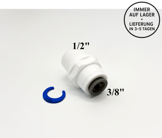 Schlauch Steckverbinder Fitting 3/8" x 1/2"AG für Umkehrosmose, Kleinmengen