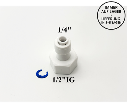 Schlauch Steckverbinder Fitting 1/4" x 1/2"IG für Umkehrosmose, Kleinmengen