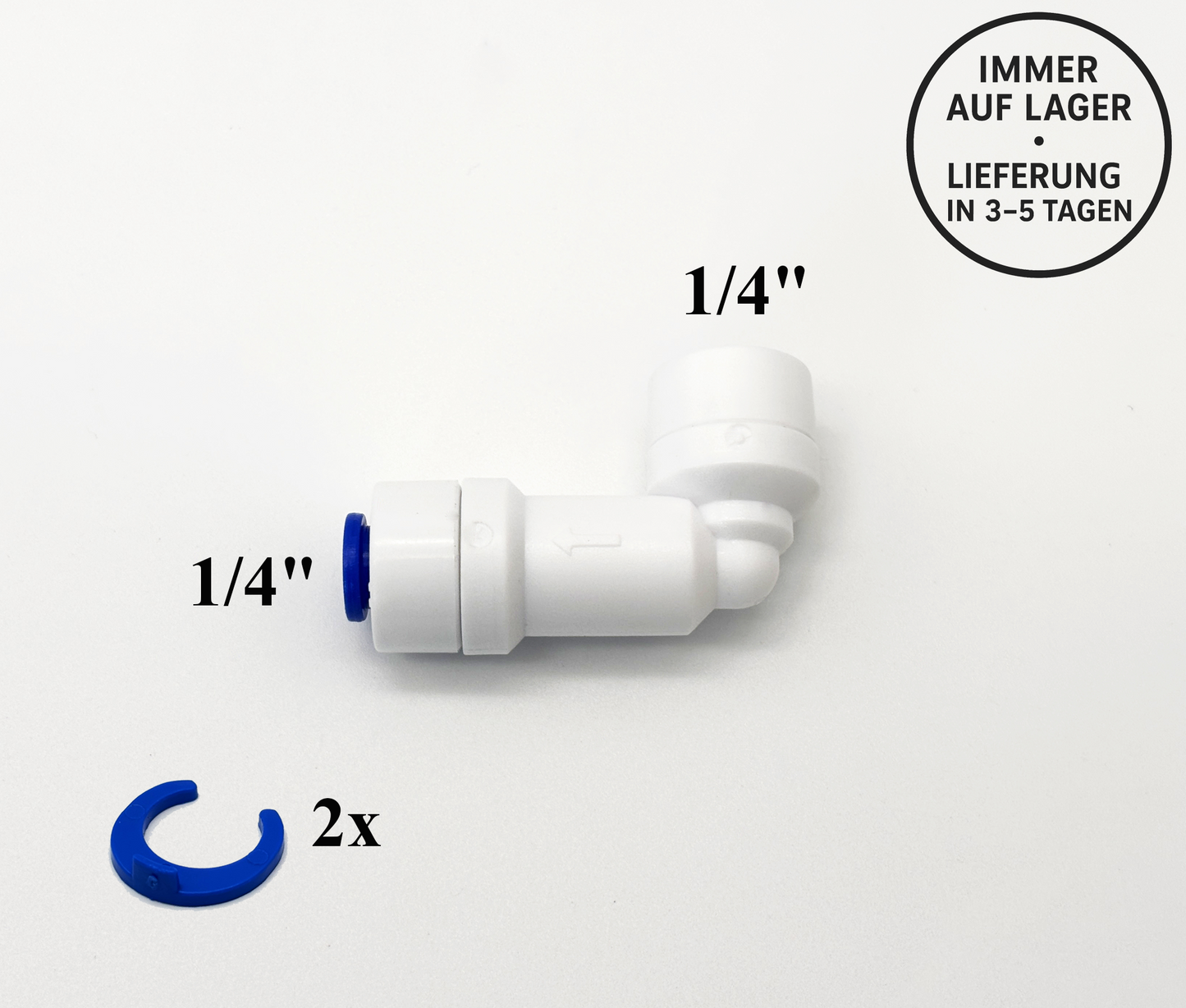 L-Steckverbinder mit Rückschlagvent 1/4"-1/4" für Umkehrosmose Quick&Easy, Kleinmengen