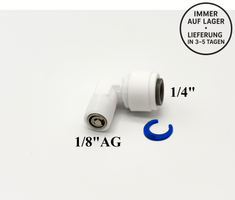 L-Steckverbinder mit Rückschlagvent 1/4"-1/8"AG für Umkehrosmose Quick&Easy, Kleinmengen