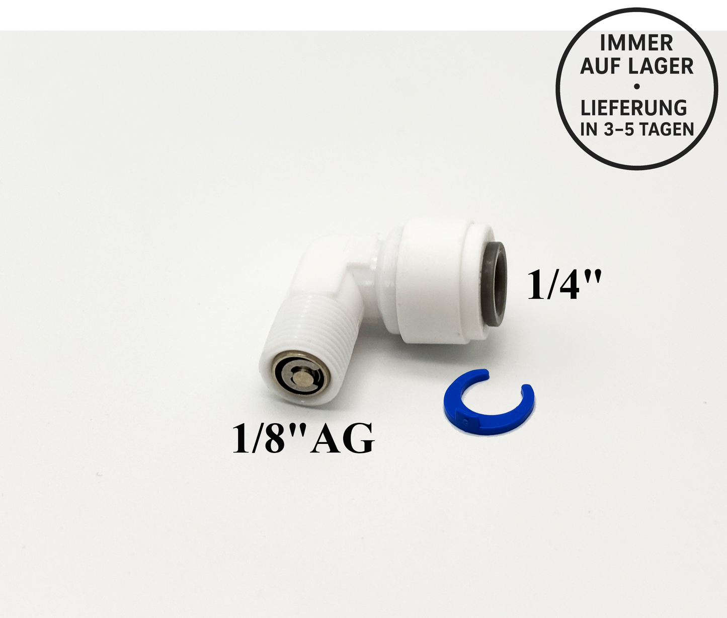 L-Steckverbinder mit Rückschlagvent 1/4"-1/8"AG für Umkehrosmose Quick&Easy, Kleinmengen