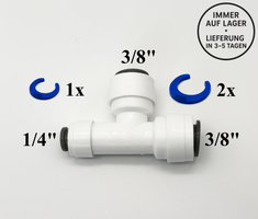 T - Steckverbinder 1/4" - 3/8" - 3/8" Schlauchverbinder für Umkehrosmose Quick&Easy, Kleinmengen