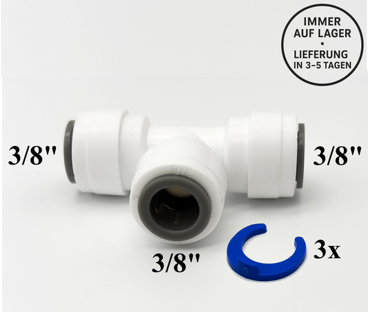 T - Steckverbinder 3/8" - 3/8" - 3/8" Schlauchverbinder für Umkehrosmose Quick&Easy, Kleinmengen