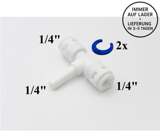 Schlauch T - Verbindungsstück 1/4"-1/4"-1/4" für Umkehrosmose Quick&Easy, Kleinmengen