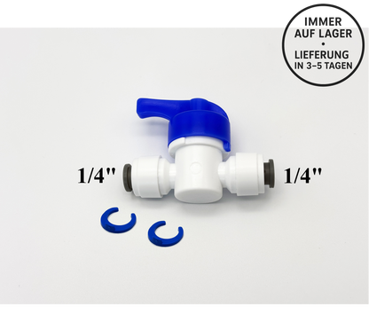 Absperrhahn Spülventil 1/4" für Umkehrosmose Quick&Easy, Kleinmengen