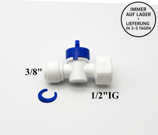 Spülventil Steckverbinder 3/8" x 1/2"IG Umkehrosmose, Kleinmengen