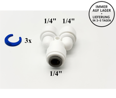 3 - Wege Y - Steckverbinder 1/4" - 1/4" - 1/4" Umkehrosmose Quick&Easy, Kleinmengen