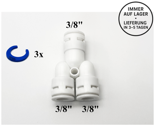 3 - Wege Y - Steckverbinder 3/8" - 3/8" - 3/8" Umkehrosmose Quick&Easy, Kleinmengen