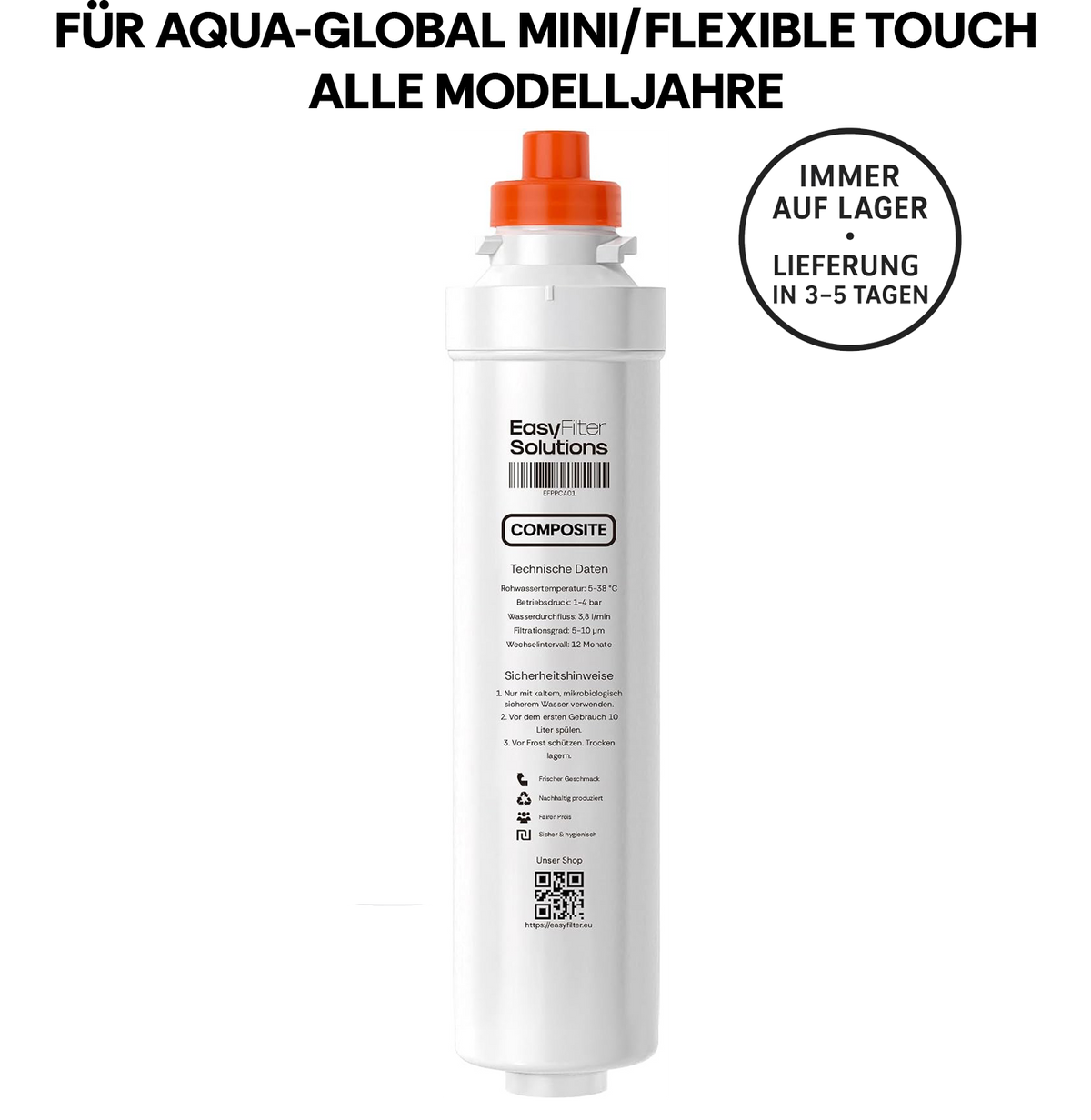 EasyFilter Original Composite Ersatz Wasserfilter für aqua-global wasserbar