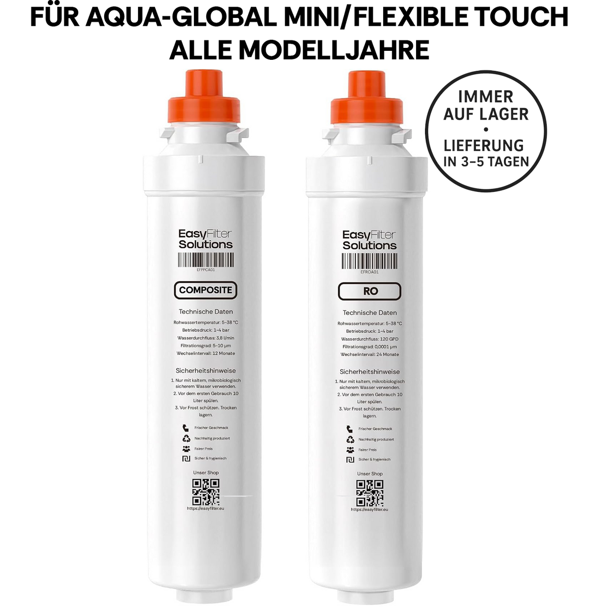 EasyFilter Original Composite + RO Membran Set für aqua-global wasserbar