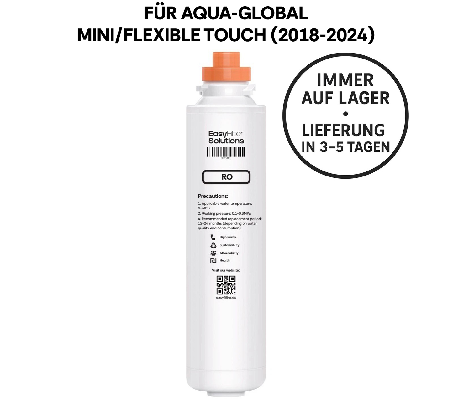 EasyFilter Original Umkehrosmose RO Membrane für aqua-global wasserbar