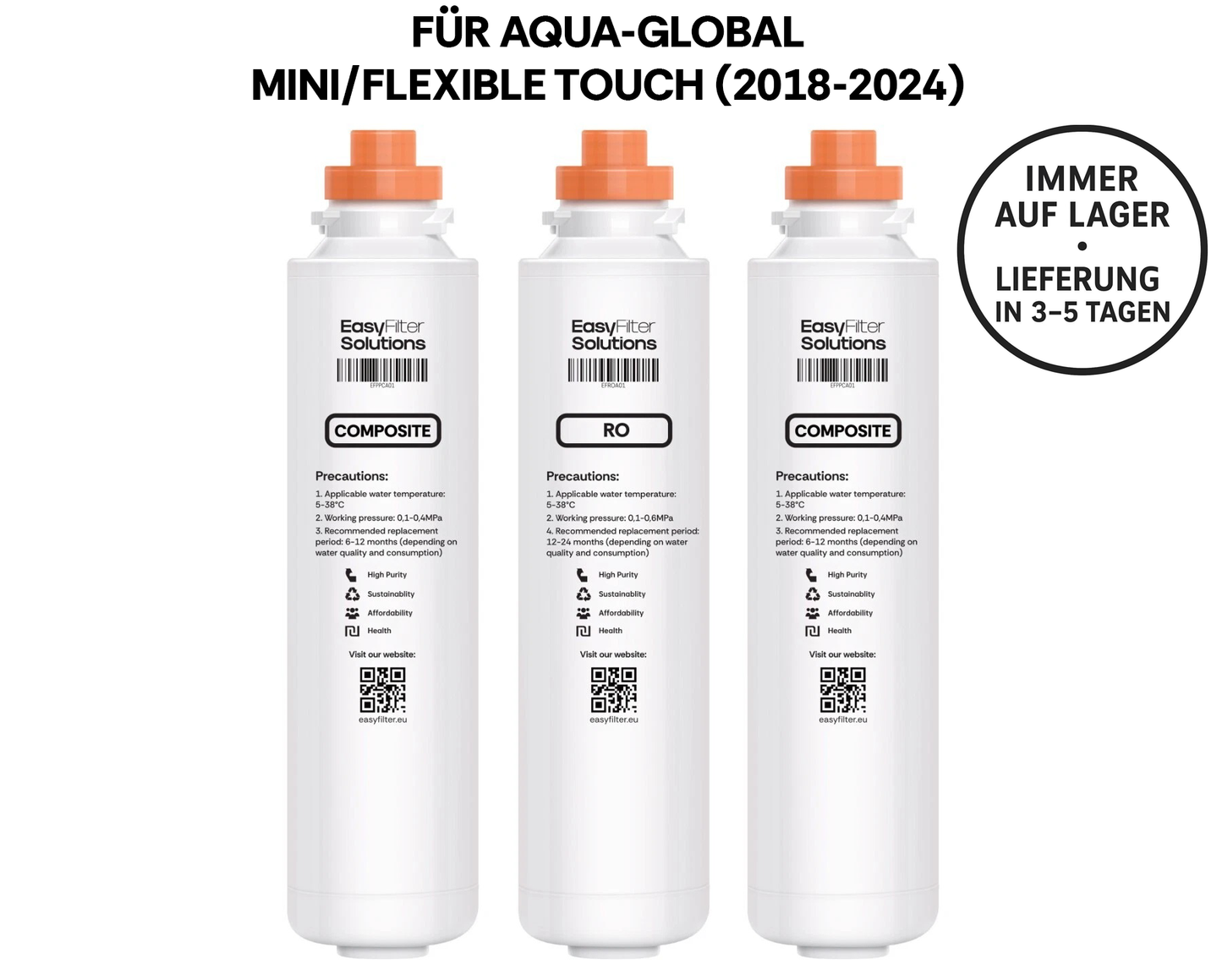 EasyFilter Original 2x Composite + RO für aqua-global wasserbar (2018-2024)