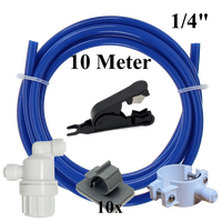 1/4" 10m Schlauch blau + Schneider+ Vorfilter+Schelle+ 10 Klemmen Set für Umkehrosmose