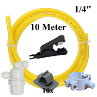 1/4" 10m Schlauch gelb + Schneider+ Vorfilter+Schelle+ 10 Klemmen Set für Umkehrosmose