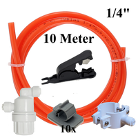 1/4" 10m Schlauch rot + Schneider+ Vorfilter+Schelle+ 10 Klemmen Set für Umkehrosmose