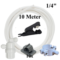 1/4" 10m Schlauch weiß + Schneider+ Vorfilter+Schelle+ 10 Klemmen Set für Umkehrosmose