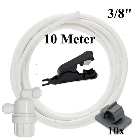 3/8" 10m Schlauch weiß+ Schneider+ Vorfilter+ 10 Klemmen Set für Umkehrosmose